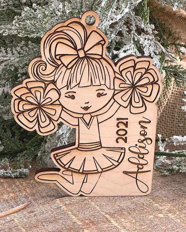 Digital download cheerleader girl svg ornament file for Glowforge and laser cutters SVG FILE ONLY